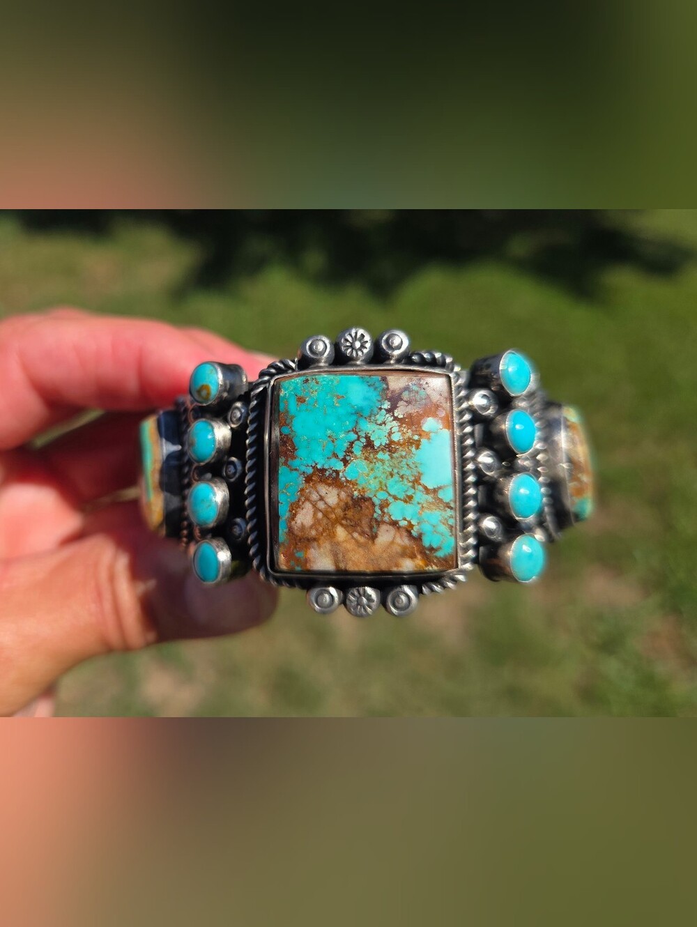Stunning Navajo Made Royston Turquoise Sterling Silver Cuff